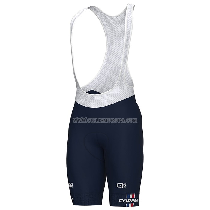 2023 Ropa Ciclismo Francia Azul Blanco Mangas Cortas y Culotte Corto